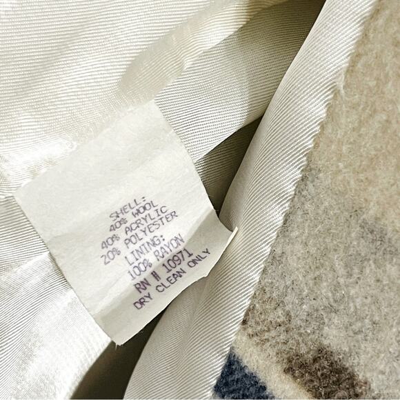 Braetan Wool Blazer Ivory Blue Aztec Size 10 - Picture 7 of 8